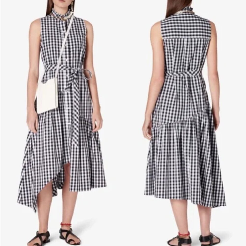 10 Crosby Derek Lam Black & White Gingham Sleeveless Maxi Dress